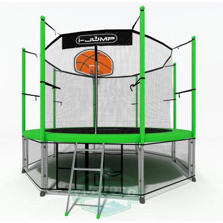 Батут i-JUMP BASKET 8ft 2.44м с нижней сетью и лестницей (green) Батут i-JUMP BASKET 8ft 2.44м с нижней сетью и лестницей (green)