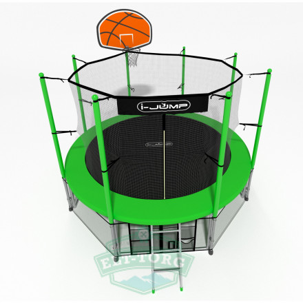 Батут i-JUMP BASKET 14ft 4,27м с нижней сетью и лестницей (green) Батут i-JUMP BASKET 14ft 4,27м с нижней сетью и лестницей (green)