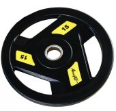 Олимпийский обрезиненный диск AeroFit 15 кг, черно-желтый Олимпийский обрезиненный диск AeroFit 15 кг, черно-желтый